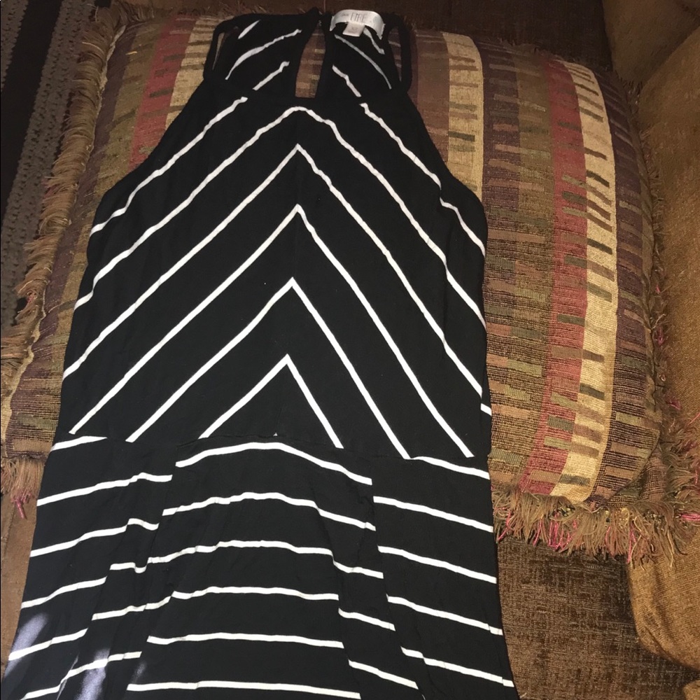 Black and white striped dress